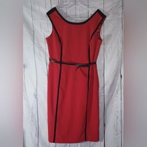 Dressbarn Red Sleeveless Dress with Black Trim Size 12